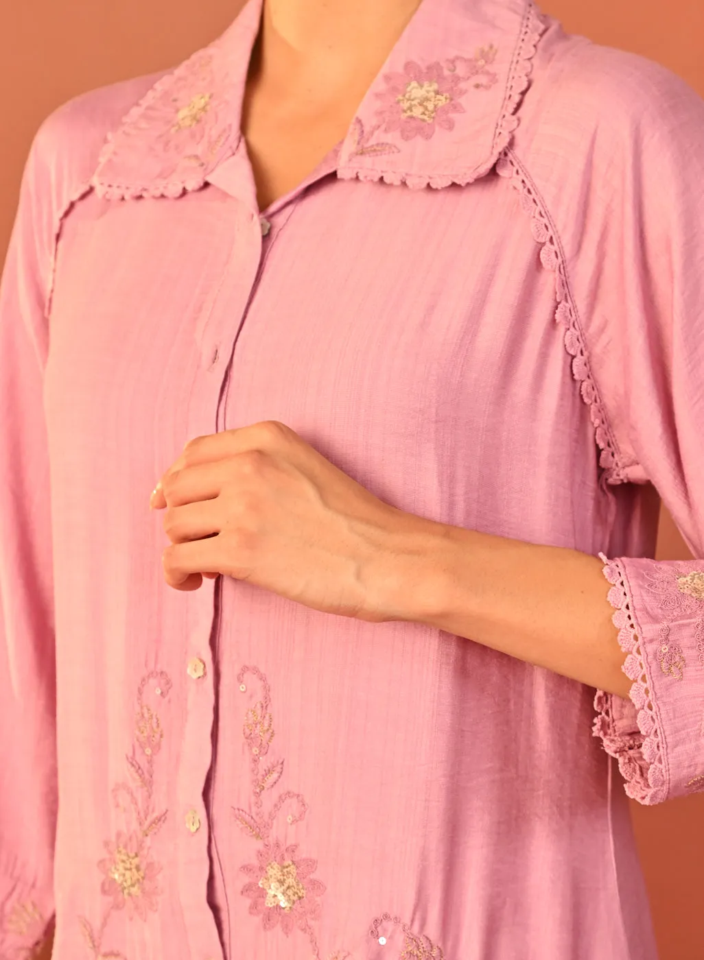 Alayssa Pink Embroidered Kurti for Women