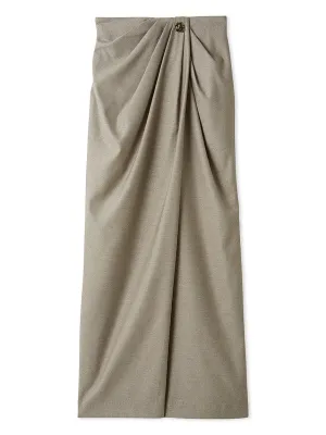 Asymmetrical Ruched High-Waist Maxi Skirt