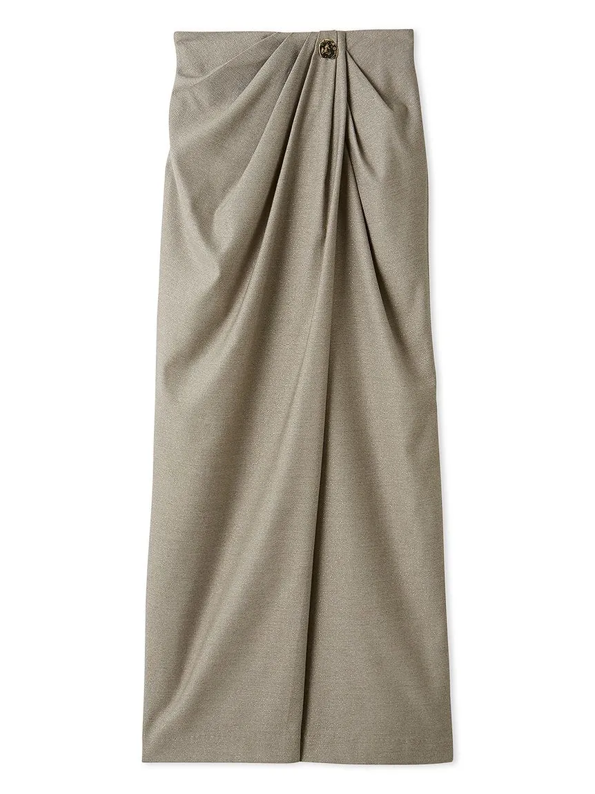 Asymmetrical Ruched High-Waist Maxi Skirt