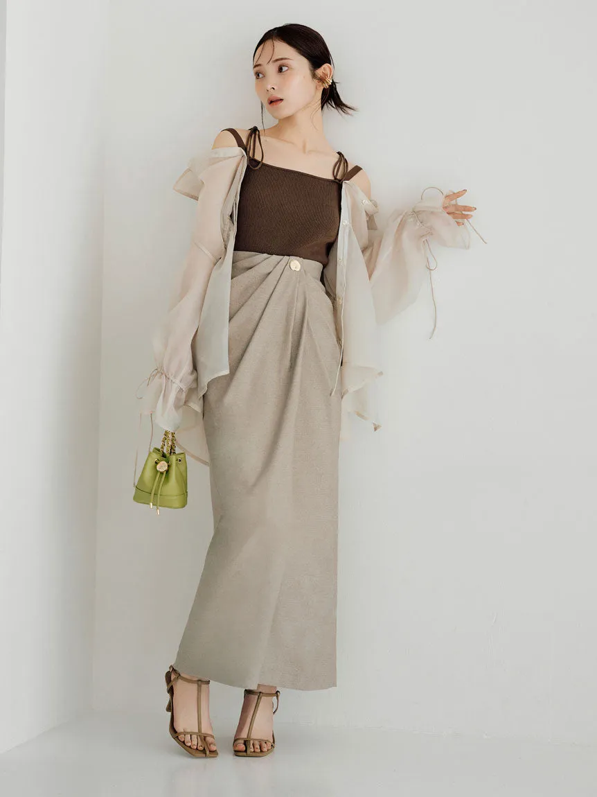 Asymmetrical Ruched High-Waist Maxi Skirt