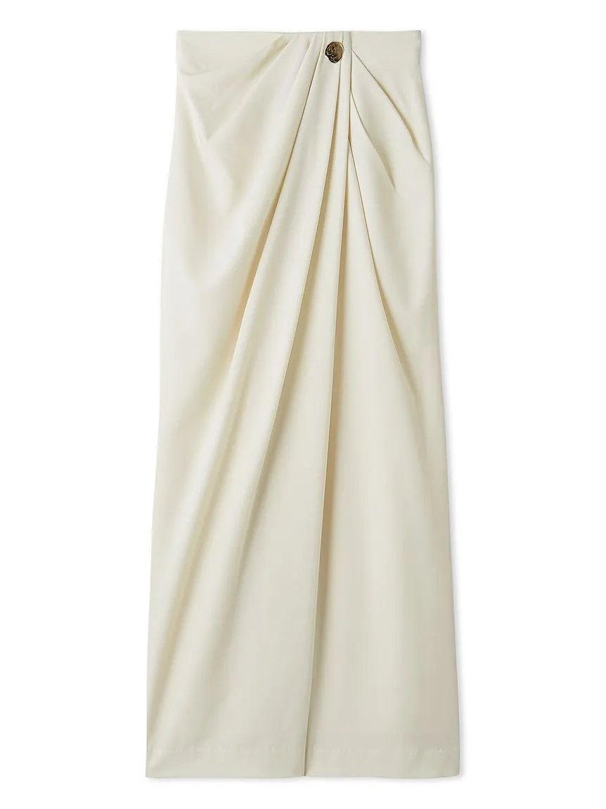 Asymmetrical Ruched High-Waist Maxi Skirt