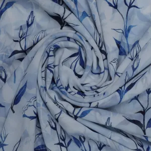 Attractive Blue Bud Water Paint Shadow Digital Printed Fabric - Weightless