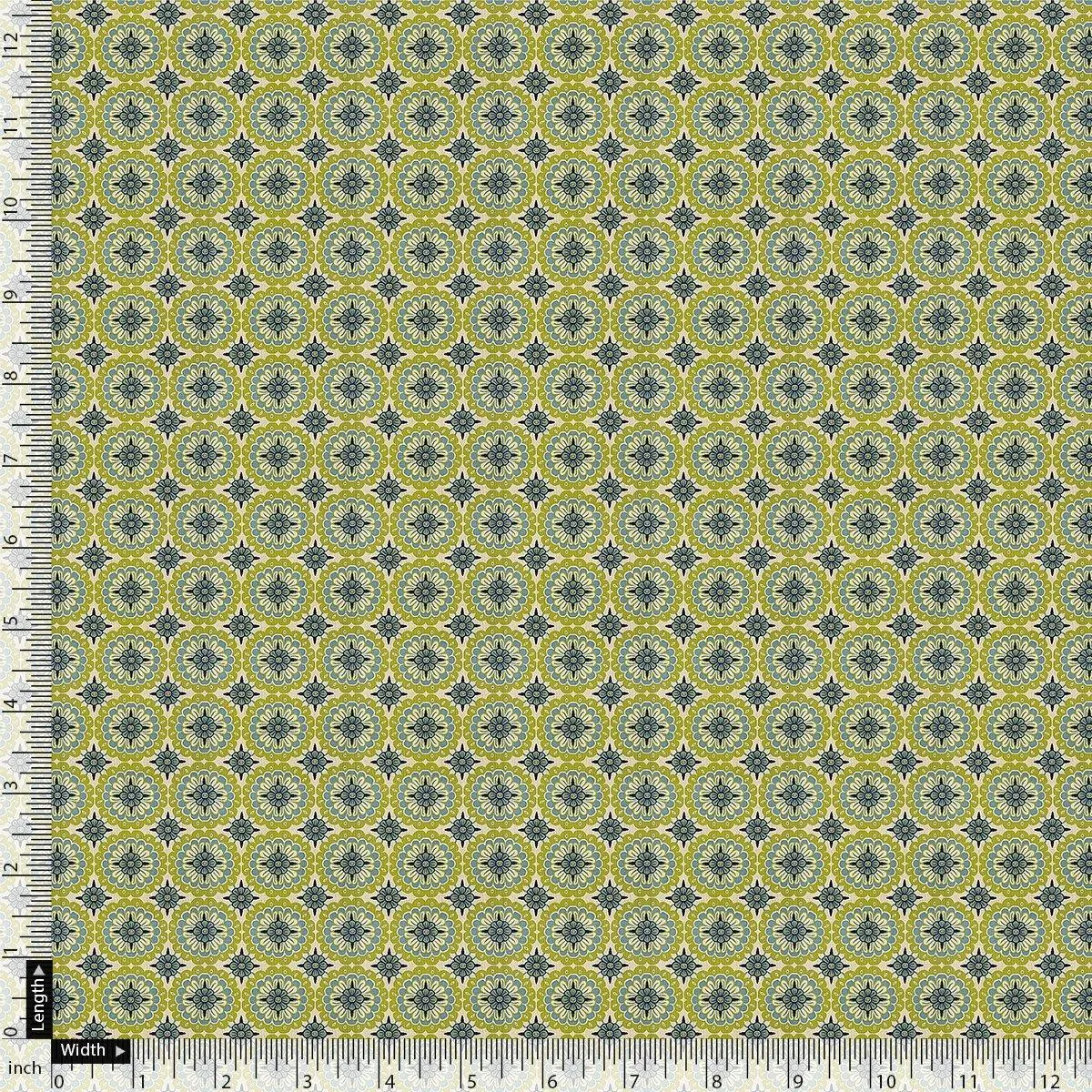 Attractive Tiny Green Link Flower Digital Printed Fabric - Weightless