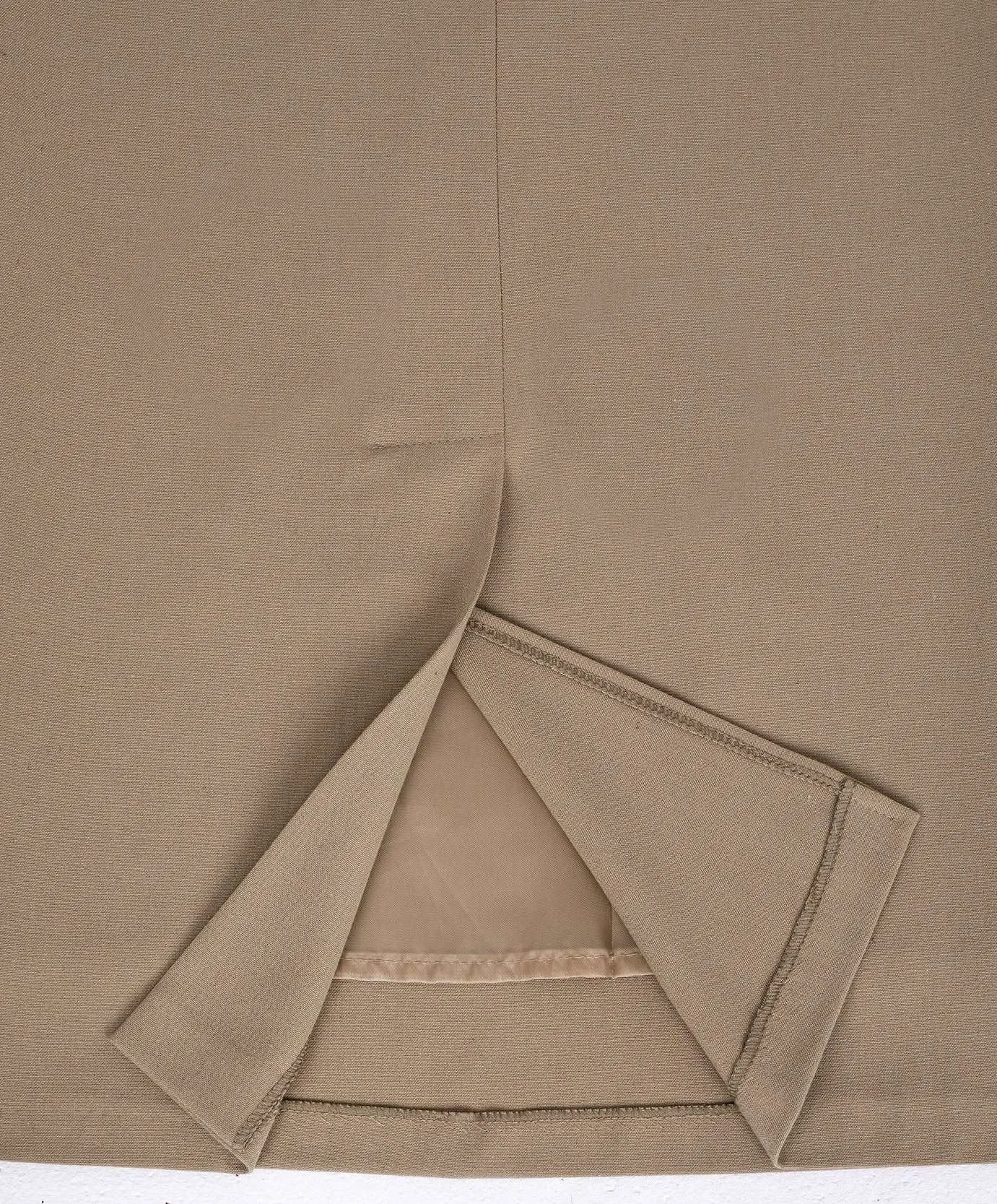 Beige Back Vented Midi Pencil Skirt - G-Line