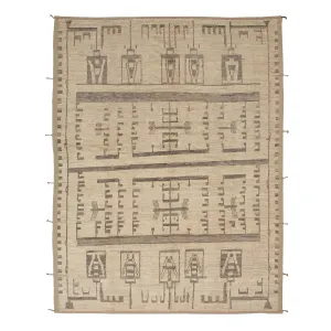 Beige Zameen Tribal Wool Rug - 11' x 14'