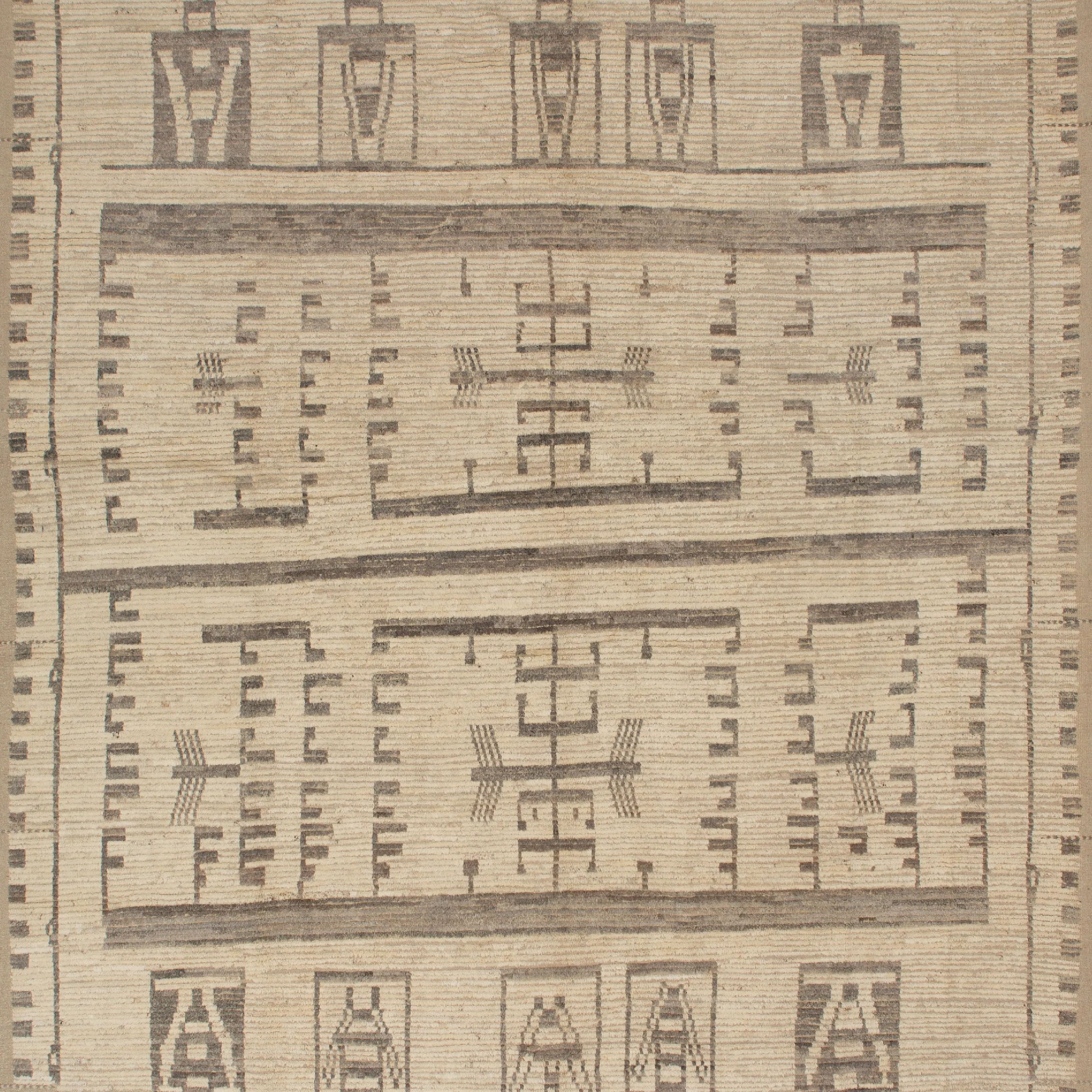 Beige Zameen Tribal Wool Rug - 11' x 14'