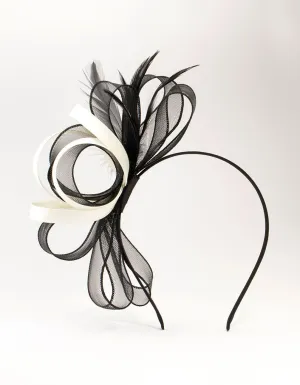 Black & Cream Feather Fascinator