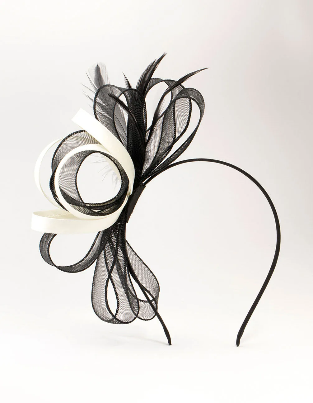 Black & Cream Feather Fascinator