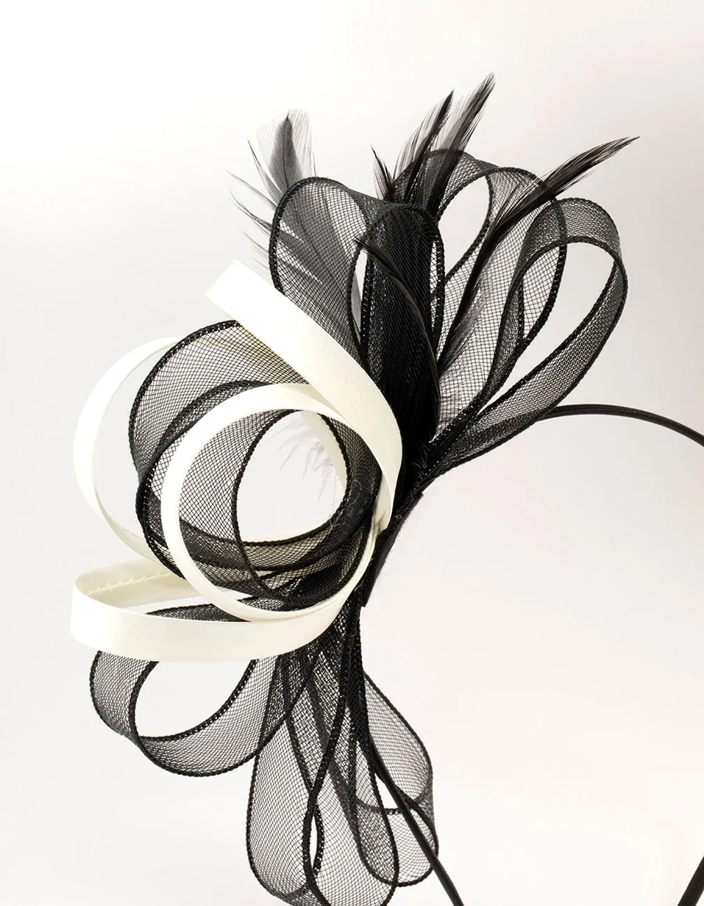 Black & Cream Feather Fascinator