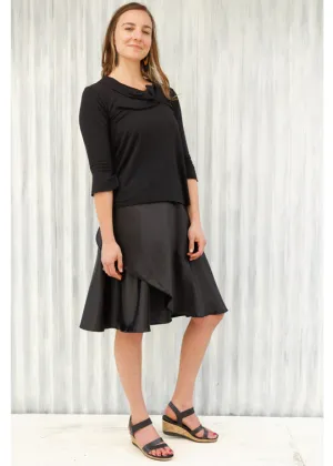 Black Vera Wrap Skirt