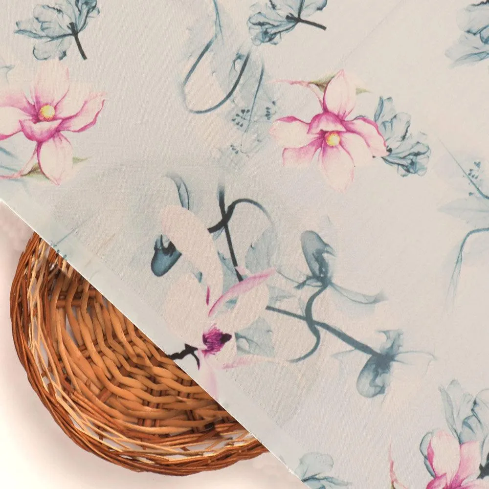 Blue Floral Digital Printed Fabric