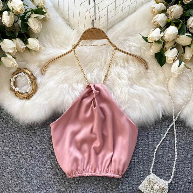 Celebrity Summer Chain Halter Camisole Women's Top