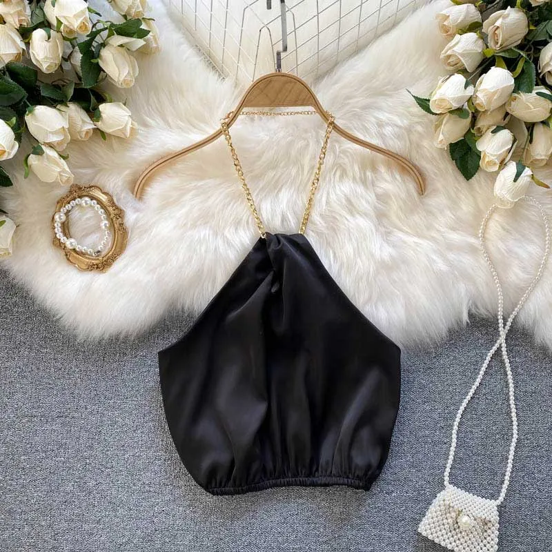 Celebrity Summer Chain Halter Camisole Women's Top