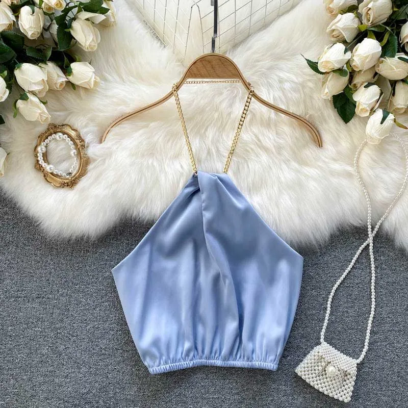 Celebrity Summer Chain Halter Camisole Women's Top