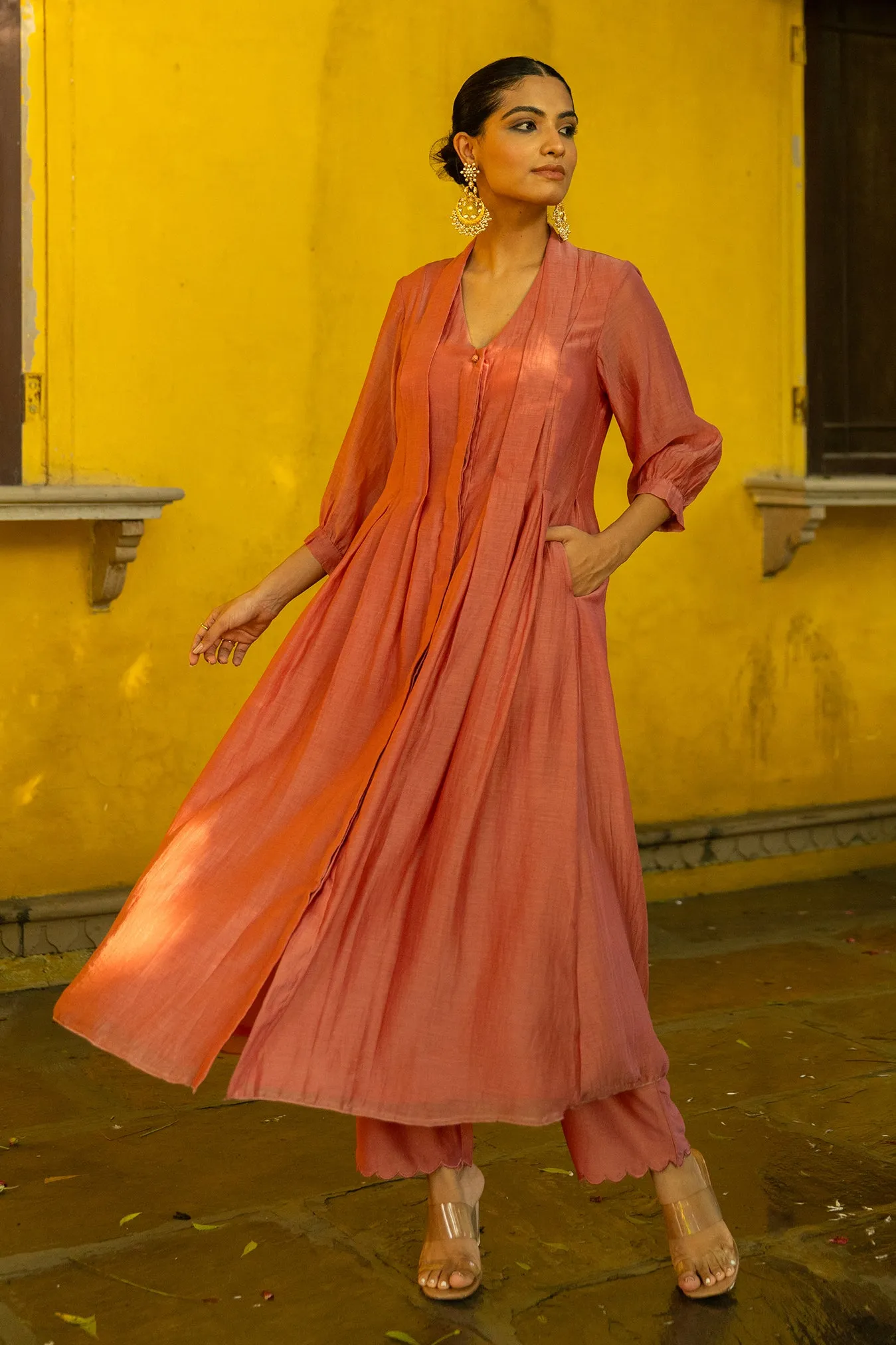 Chanderi Pleated Two-Piece Set