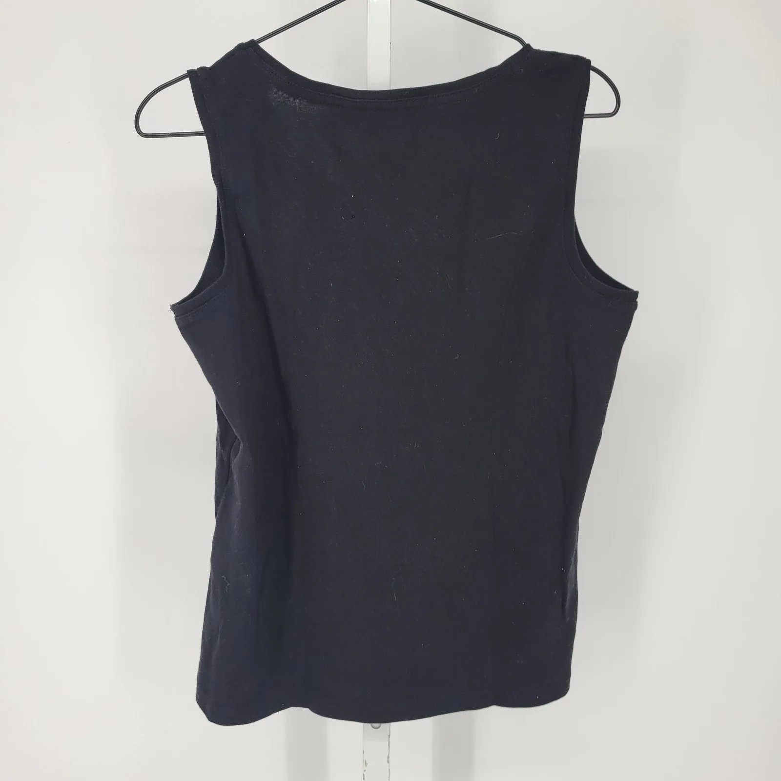 Chicos Womens Sz 2 (XL) 100% Cotton Tank Top Solid Black