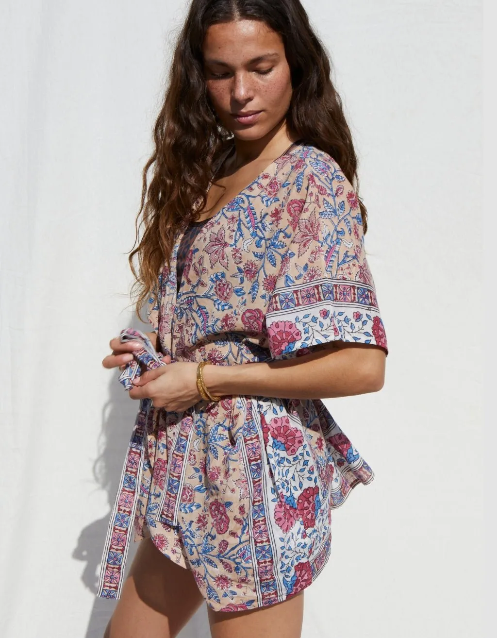 Cotton Yoga Kimono - Rose