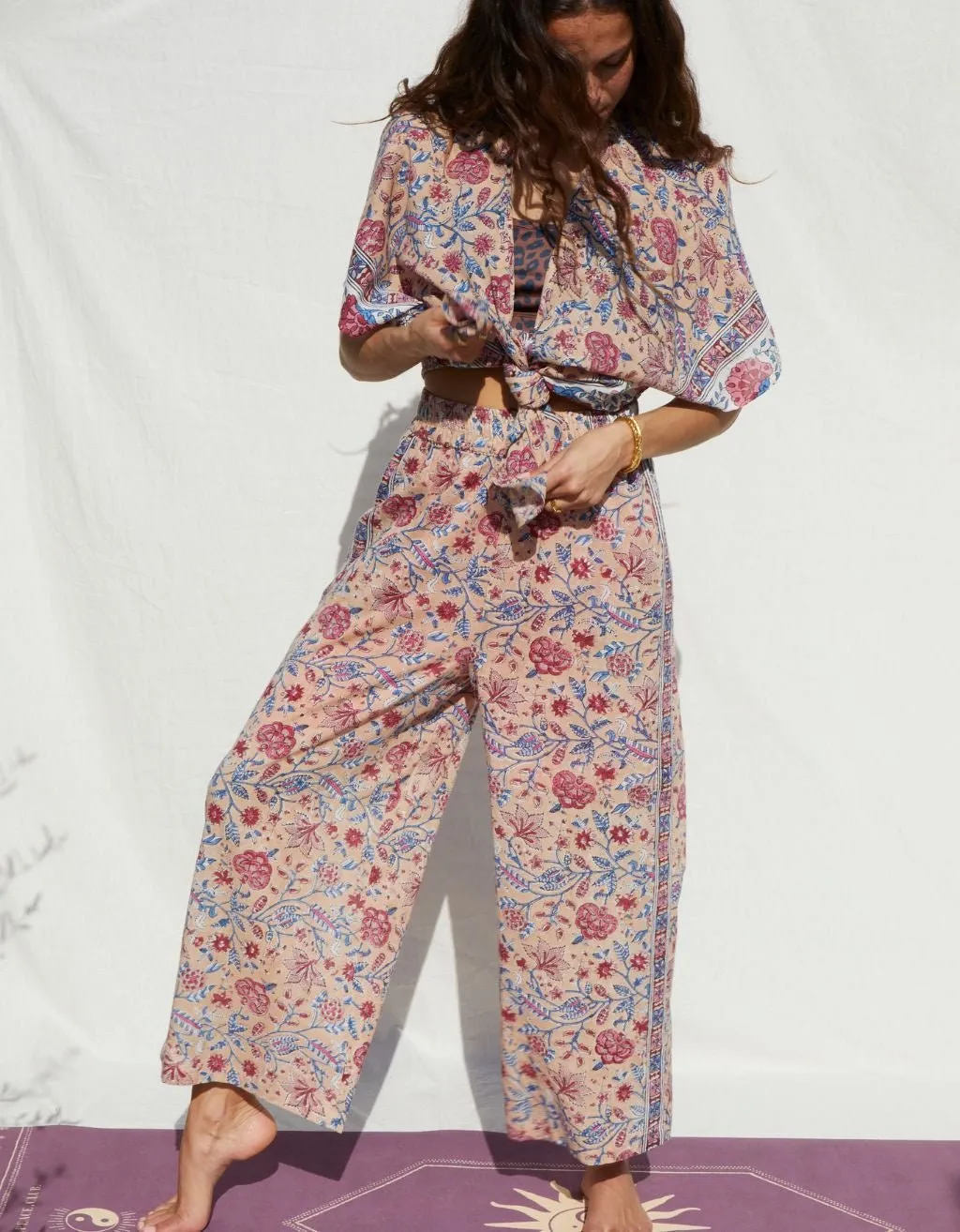 Cotton Yoga Kimono - Rose