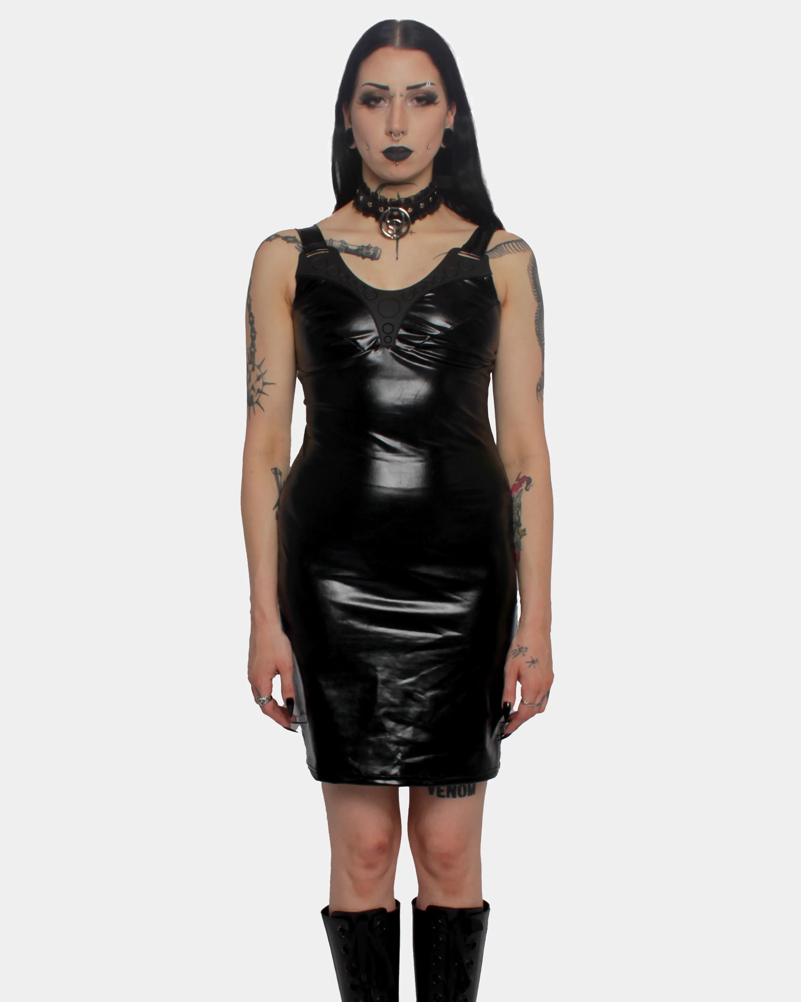 CYBAURA DRESS BLACK WET LOOK
