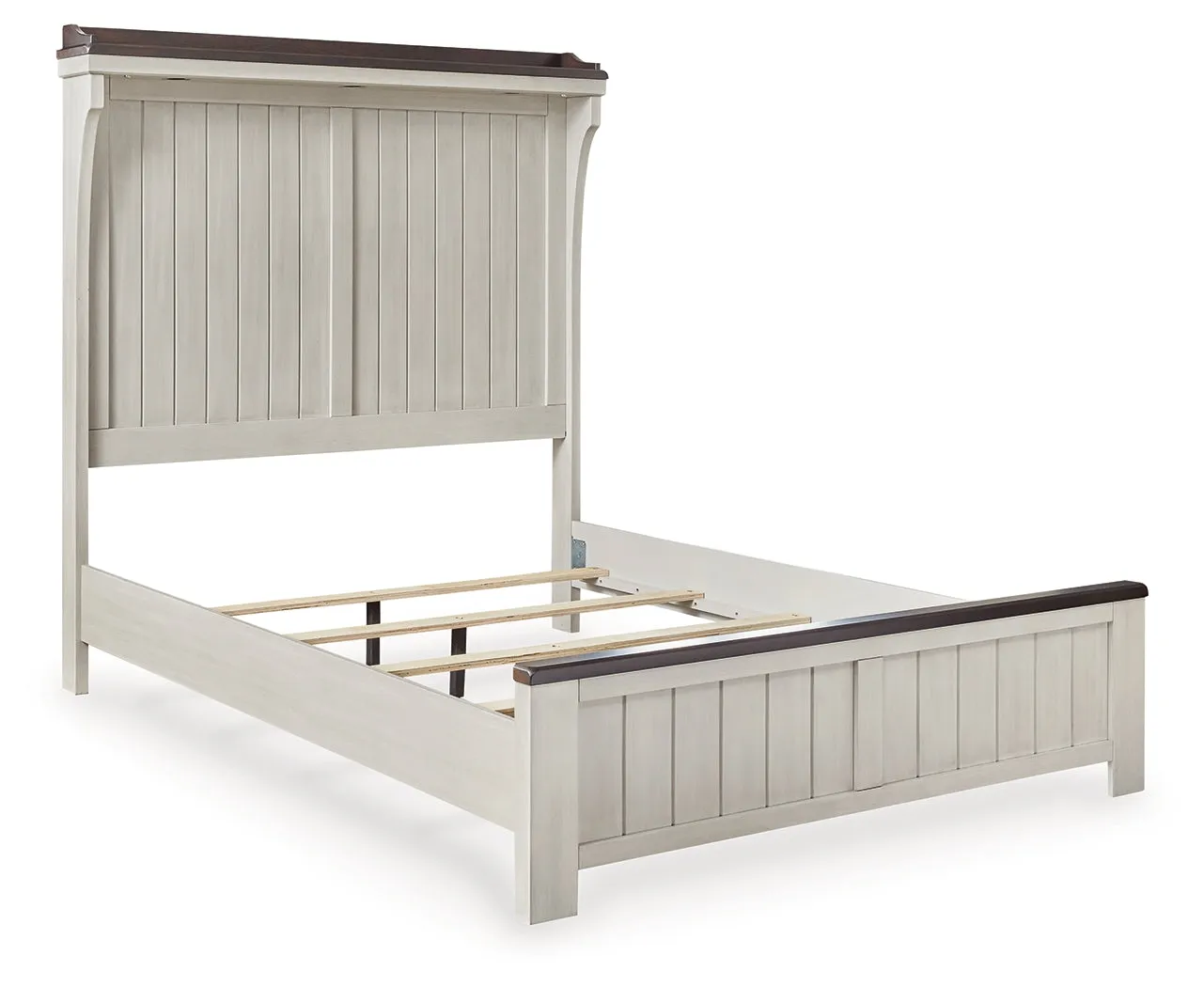 Darborn Queen Panel Bed with Mirrored Dresser in Gray/Brown