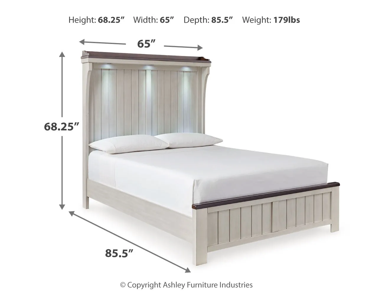 Darborn Queen Panel Bed with Mirrored Dresser in Gray/Brown