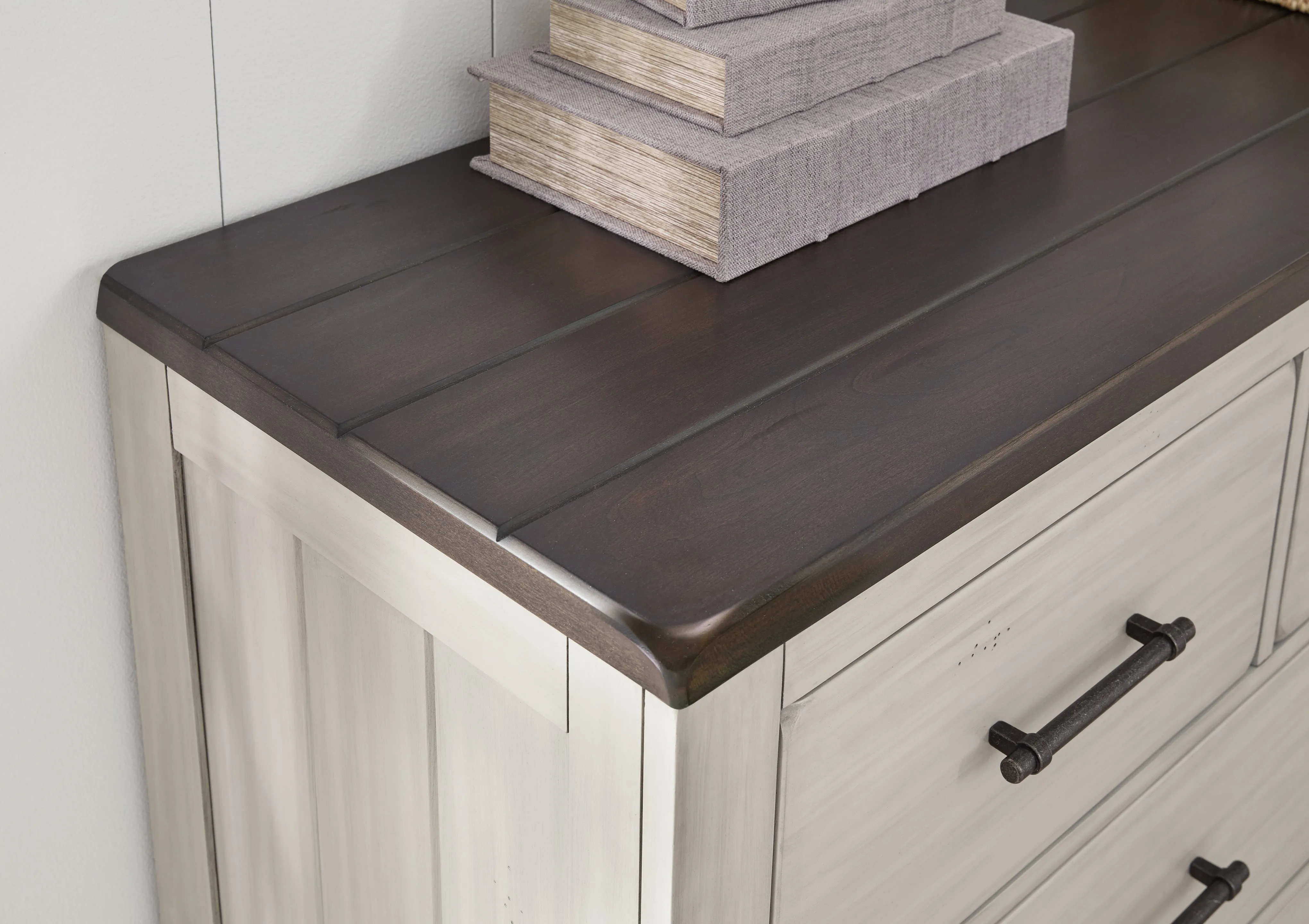Darborn Queen Panel Bed with Mirrored Dresser in Gray/Brown