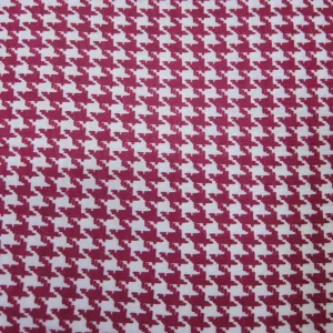 Dark Pink and White Houndstooth on Cotton/Poly Jersey Fabric