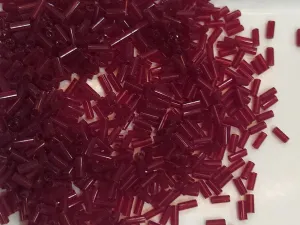 Dark Red Transparent Bugle / Pipe Beads (Wholesale)