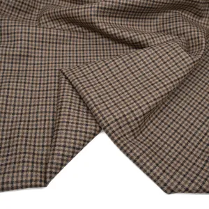 Deadstock Check Brushed Wool Stretch Suiting - Truffle