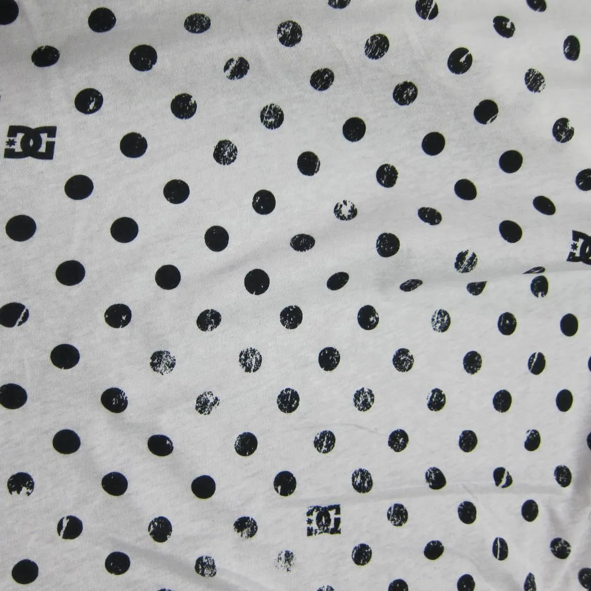 Distressed Black Dots on White Cotton/Poly Jersey Fabric