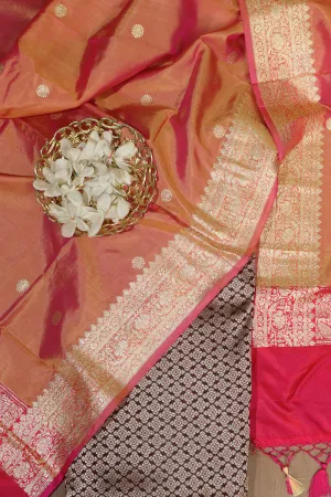 Elegant Maroon Banarasi Handloom Pure Katan Silk Suit With Banarasi Handloom Pure Katan Silk Dupatta