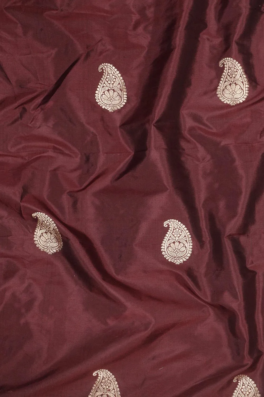 Elegant Maroon Banarasi Pure Katan Silk Kadwa Fabric (1 Mtr)