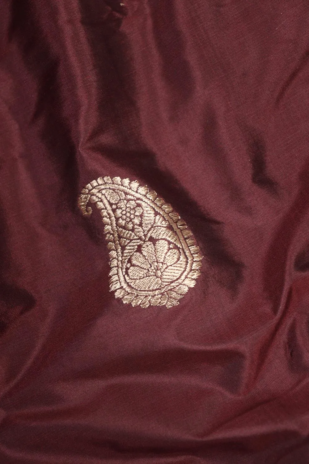 Elegant Maroon Banarasi Pure Katan Silk Kadwa Fabric (1 Mtr)