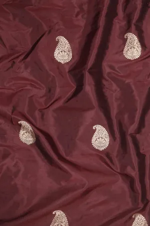 Elegant Maroon Banarasi Pure Katan Silk Kadwa Fabric (1 Mtr)