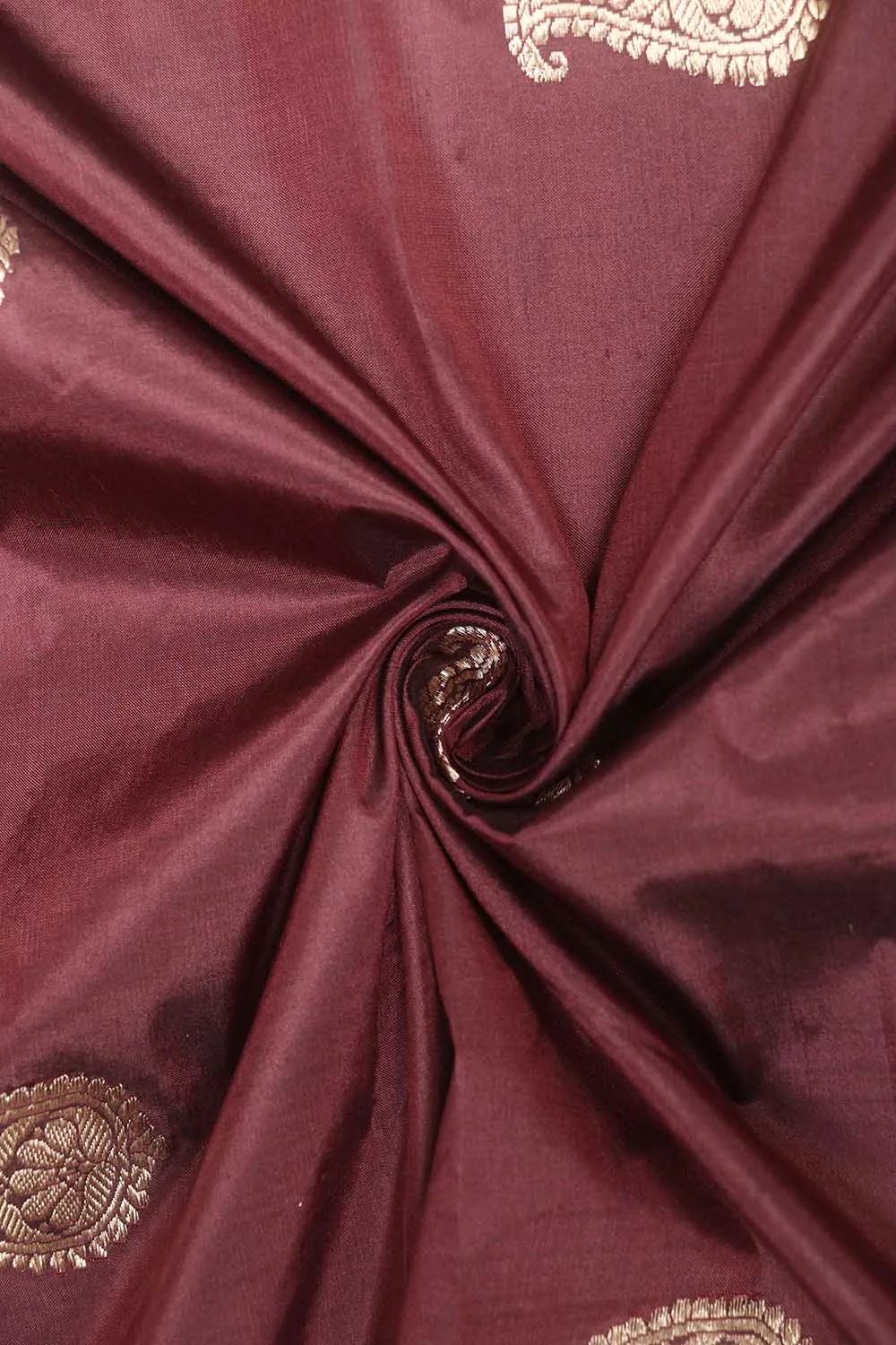 Elegant Maroon Banarasi Pure Katan Silk Kadwa Fabric (1 Mtr)