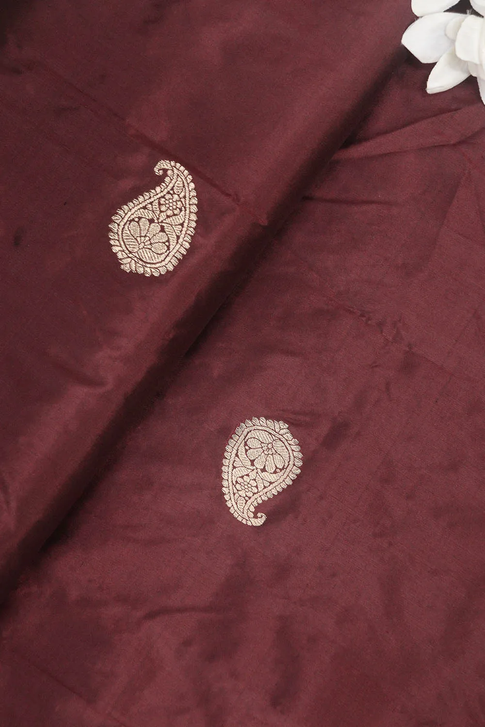 Elegant Maroon Banarasi Pure Katan Silk Kadwa Fabric (1 Mtr)