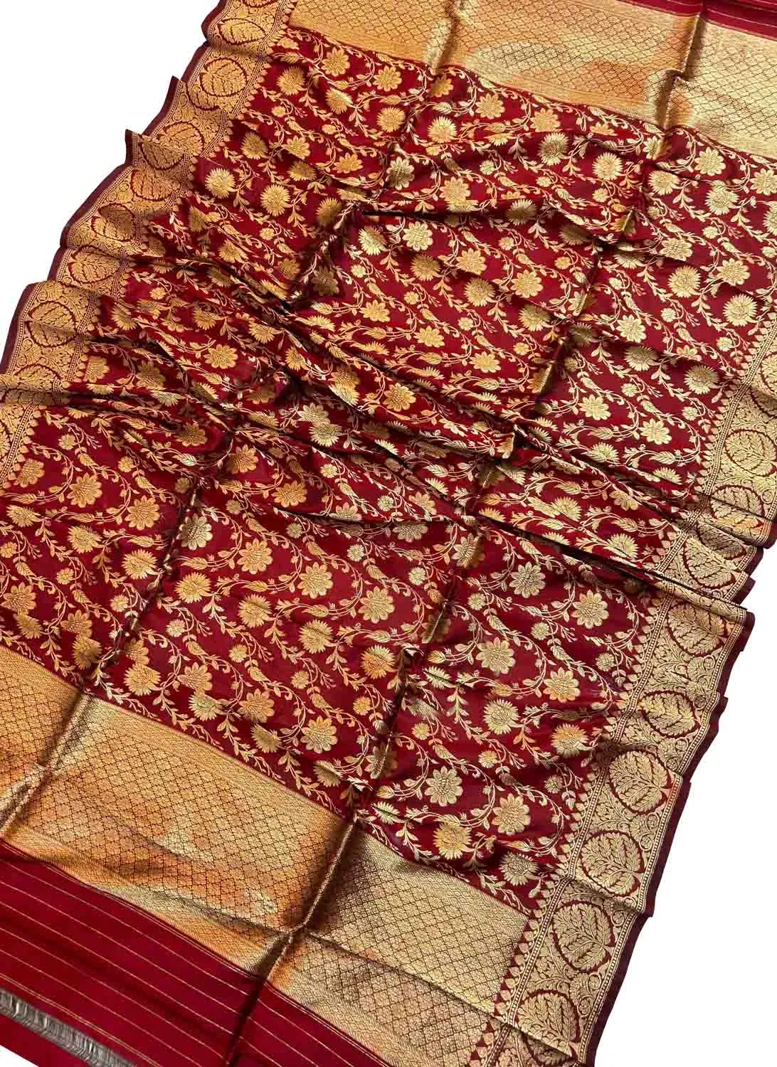 Elegant Maroon Banarasi Silk Jaal Dupatta