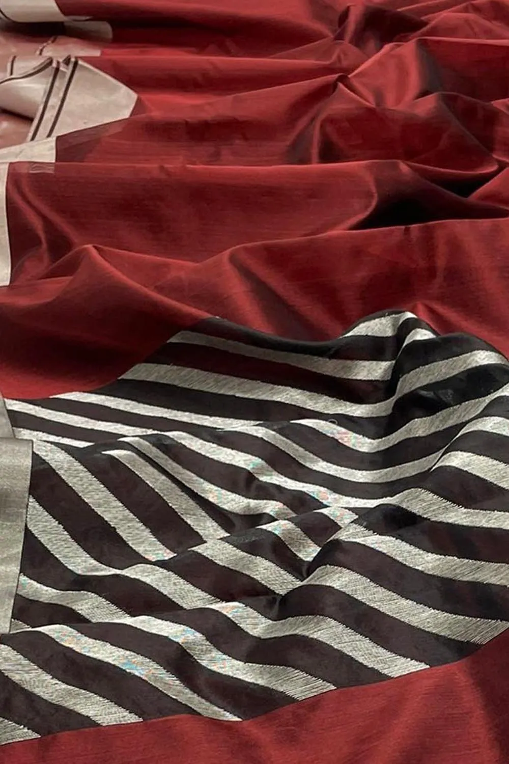 Elegant Maroon Handloom Chanderi Silk Saree