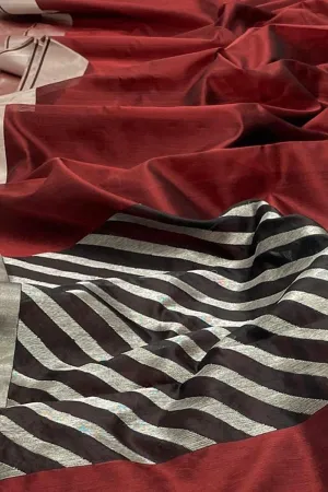 Elegant Maroon Handloom Chanderi Silk Saree