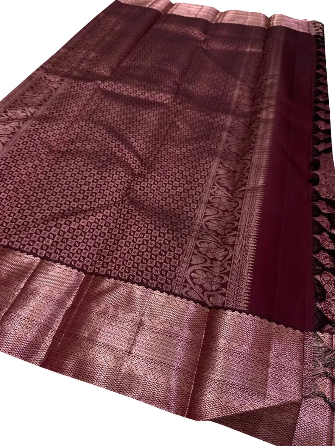Elegant Maroon Kanjeevaram Handloom Pure Silk Saree