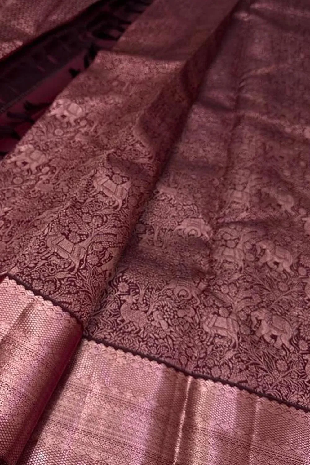 Elegant Maroon Kanjeevaram Handloom Pure Silk Saree