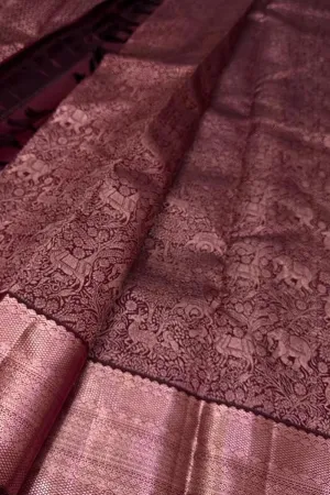 Elegant Maroon Kanjeevaram Handloom Pure Silk Saree