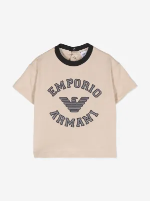 Emporio Armani Baby Boys Logo T-Shirt in Beige