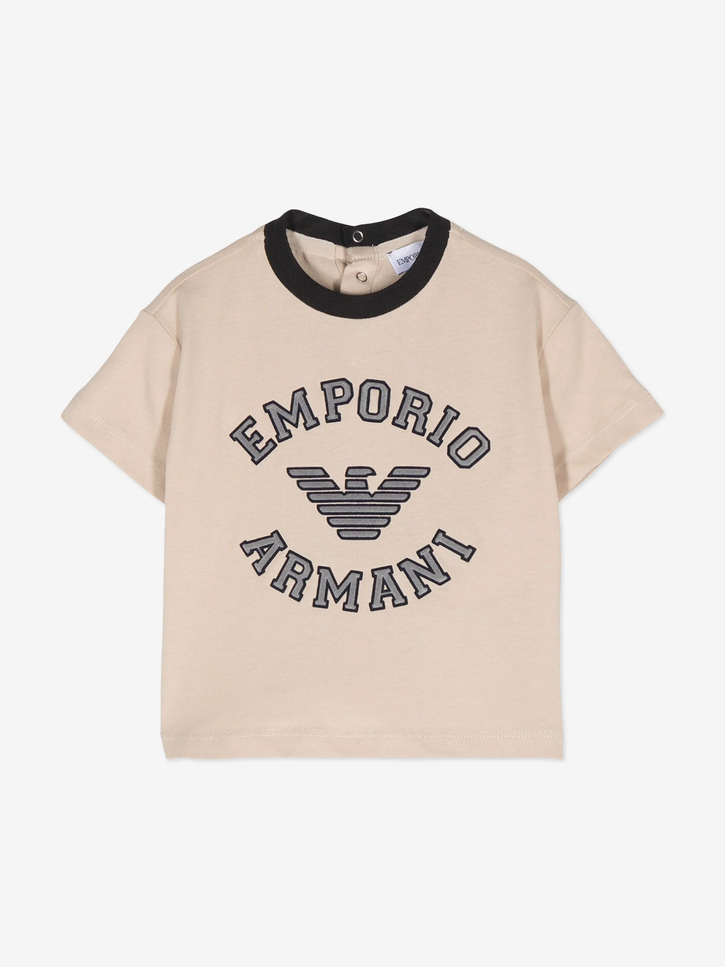 Emporio Armani Baby Boys Logo T-Shirt in Beige