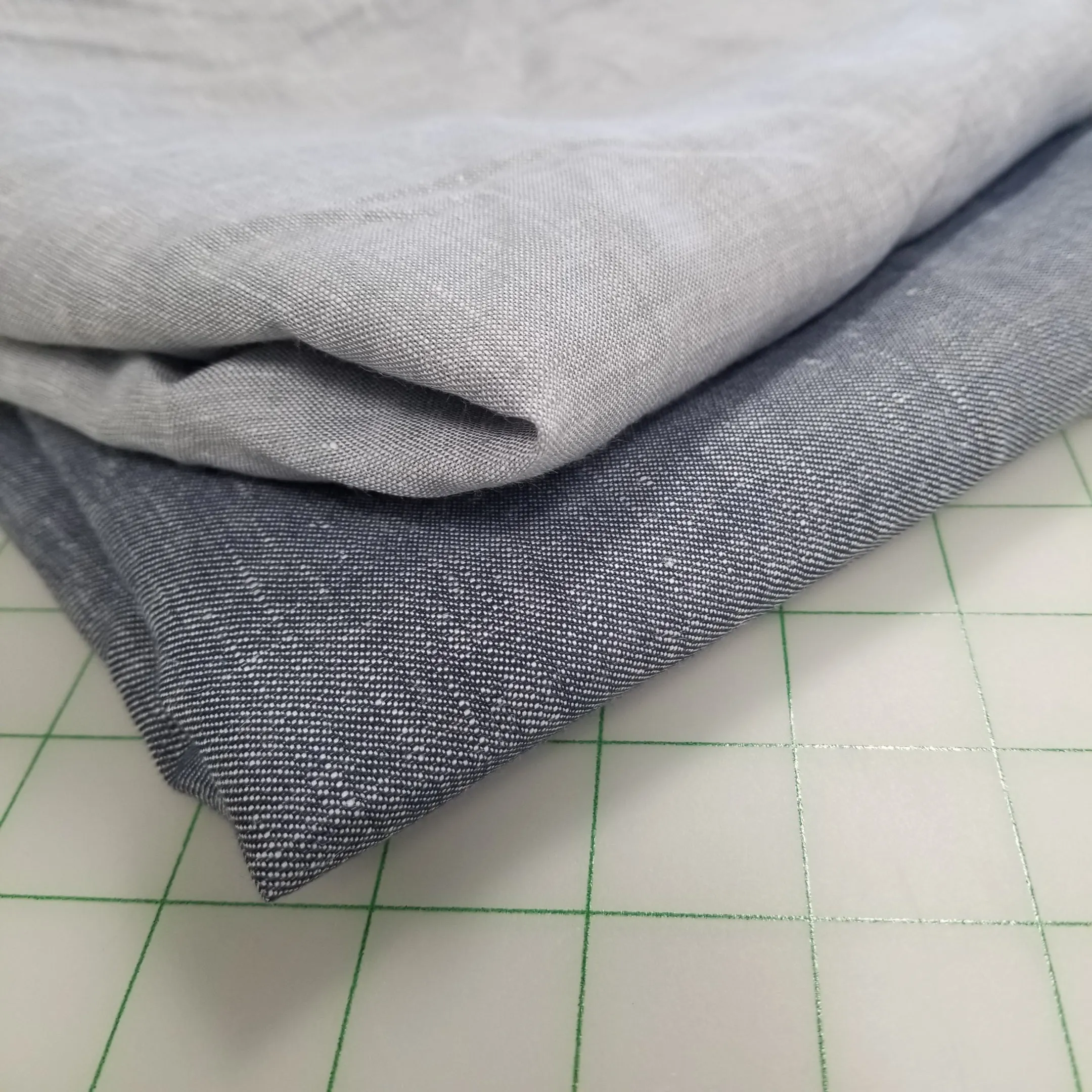 End of Bolt: 2.5 yards of Designer European Deadstock 100% Linen Chambray Light Gray  Shirting Woven- remnant