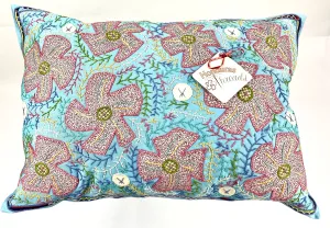 Flores Design Embroidered Pillow on aqua