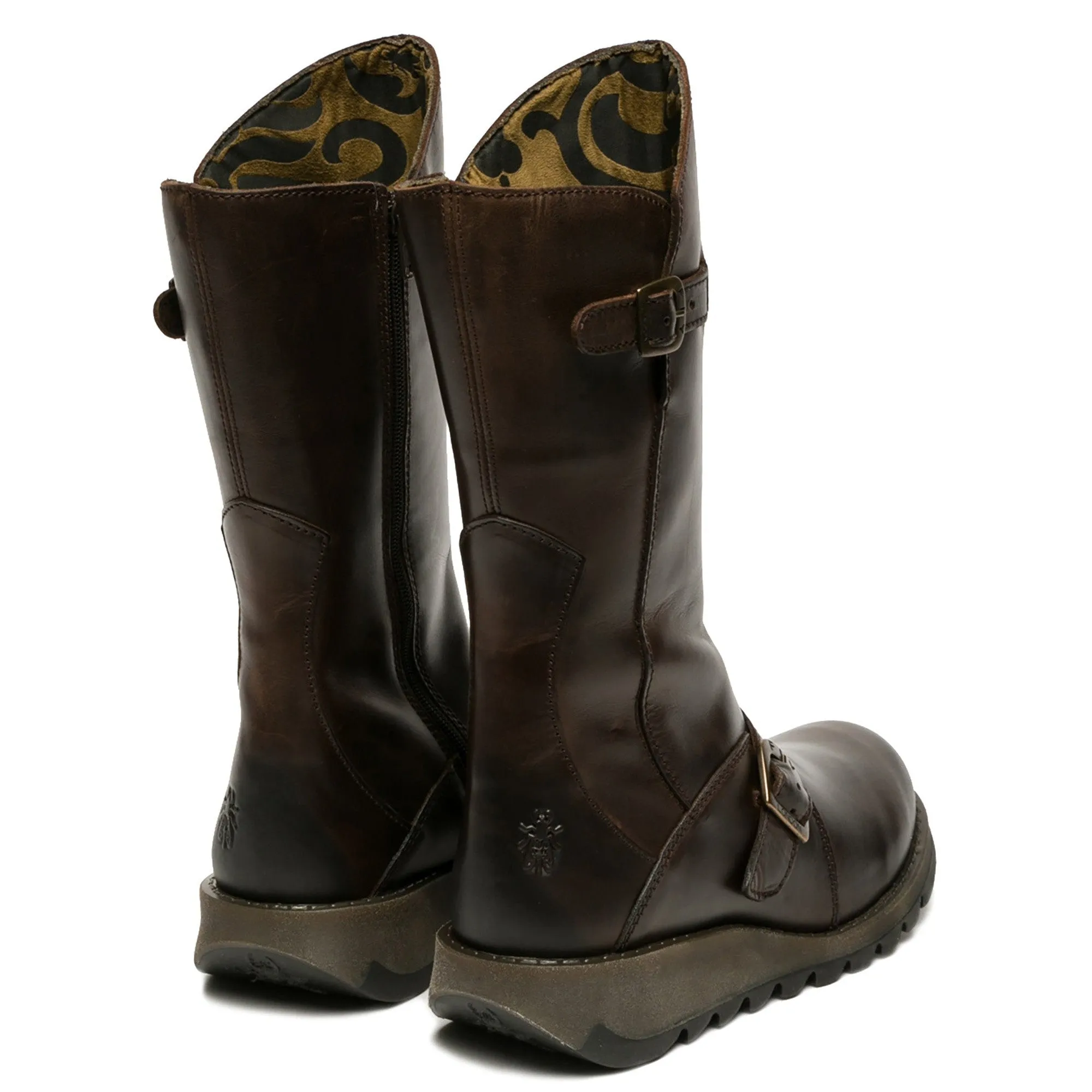 Fly London Mes 2 Rug Dark Brown Mid Calf Leather Boots