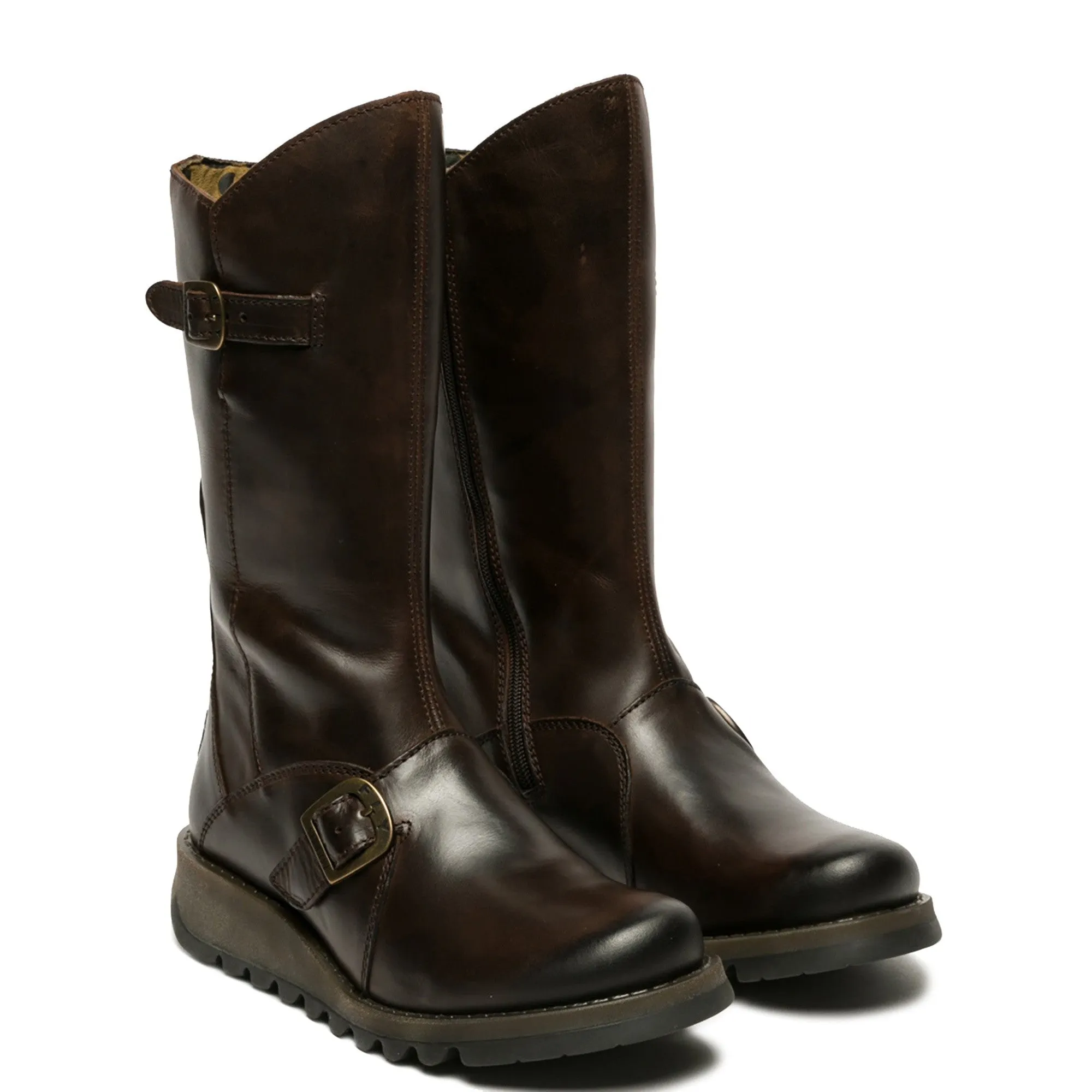 Fly London Mes 2 Rug Dark Brown Mid Calf Leather Boots