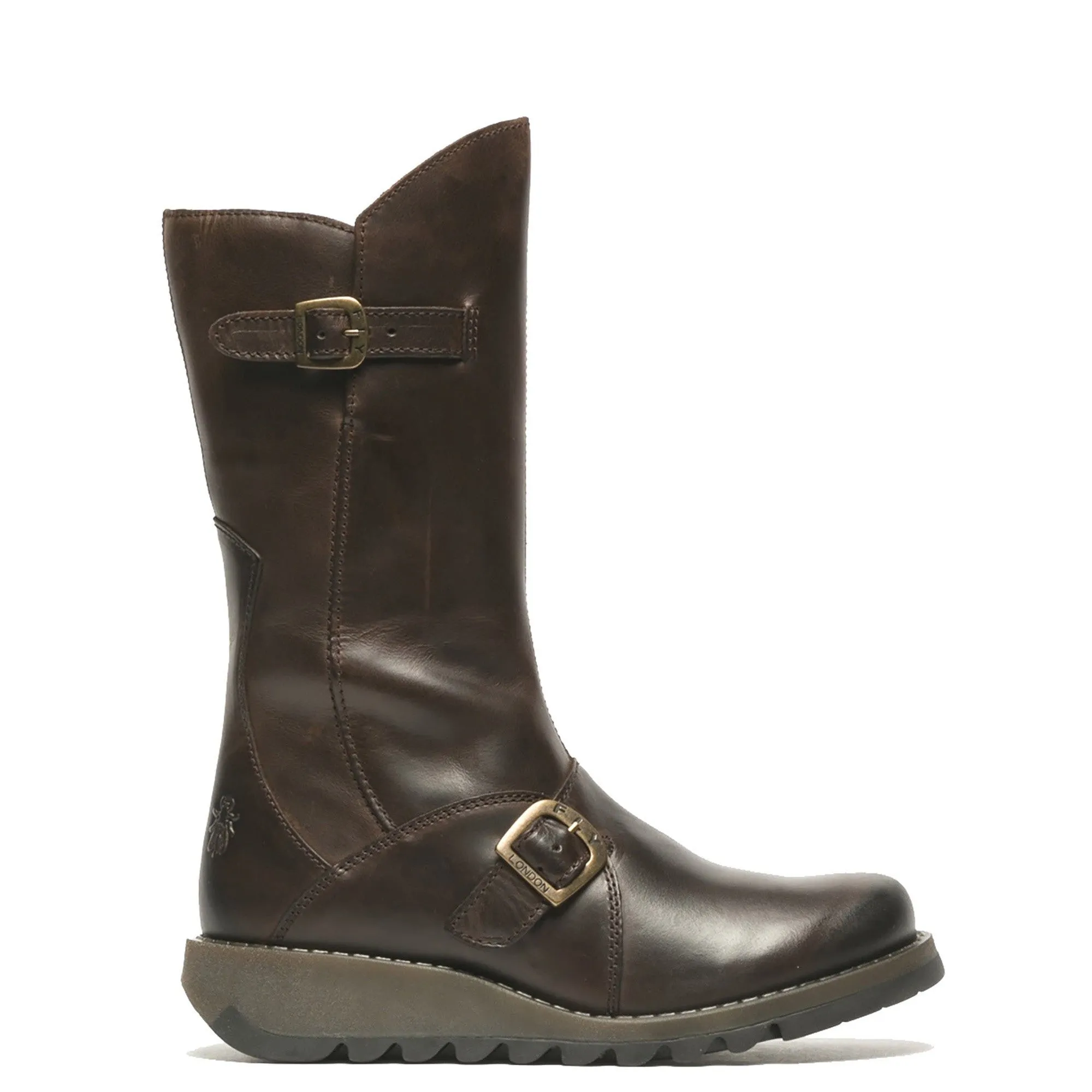 Fly London Mes 2 Rug Dark Brown Mid Calf Leather Boots