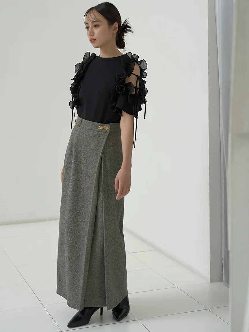 Front Slit High-Waist Wrap Skirt